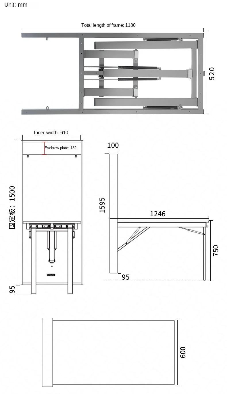 Multi Function Furniture Hardware Fitting Transformer Convertible Table Wall Mou