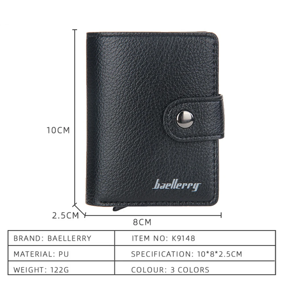 Baellerry New Men RFID Wallets Name Engraving Big Capacity Credit Card Holder Male Purse Quality Card Clip Men's Popup Wallet 4