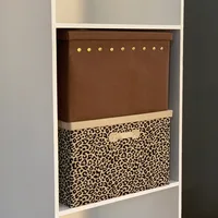 LEOPARD PRINT RECTANGLE FABRIC FOLDABLE STORAGE BOX SOLID BODY WARDROBE TRUNK ORGANIZER WITH LID HANDLES SUNDRIES STORING BASEKT 2