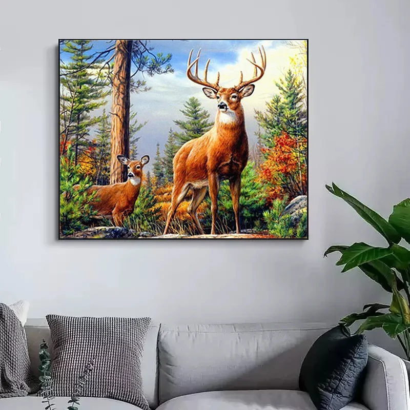 Diamond painting 5D diamond painting deer full square round drill diamond embroidery animal mosaic cross stitch handmade gift