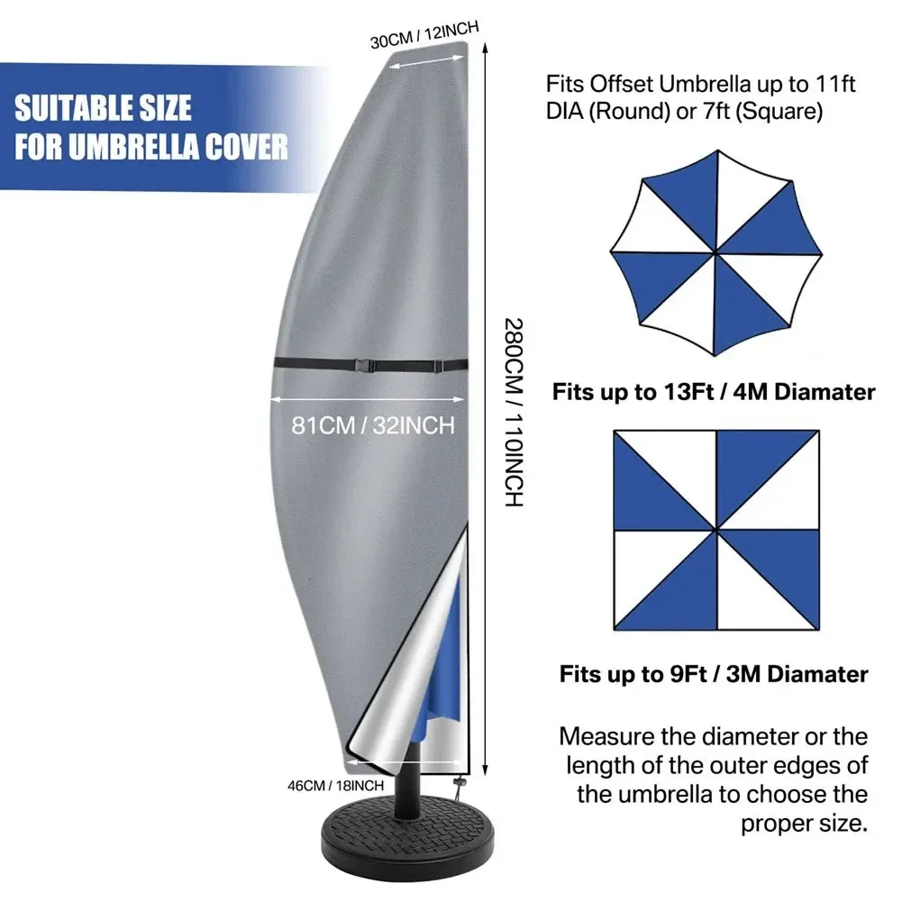 Outdoor Anti-UV Protective Cover Waterproof Patio Umbrella Cover Cantilever Parasol Rain Cover Sunshade Umbrella Cover