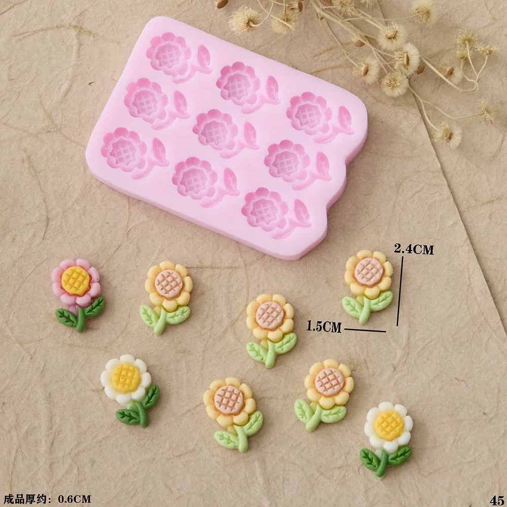 3D 9-Cavity Flower Silicone Mold – Sunflowers Design for Fondant, Candy, Chocolate, Cak... - SKU FSM01228 - UGI Packaging