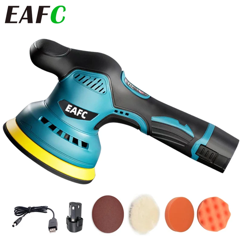 Electric Car Polisher 12V 5inch Wireless Auto Waxing Polishing Machine with Sponge Wool Pads Car Polish Waxing Tool 2800-5500RPM
