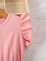 Robe décontractée à imprimé floral romantique pour fille, avec bords à volants et petites manches volantes, robe cintrée à la taille (ceinture incluse), été 4