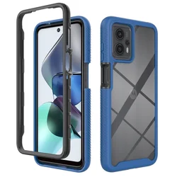 Enhanced Rugged Armor Shockproof Hybrid Case - Dual - Layer Protection with Hard Back Cover - Moto G13 G23 (Dark Blue)