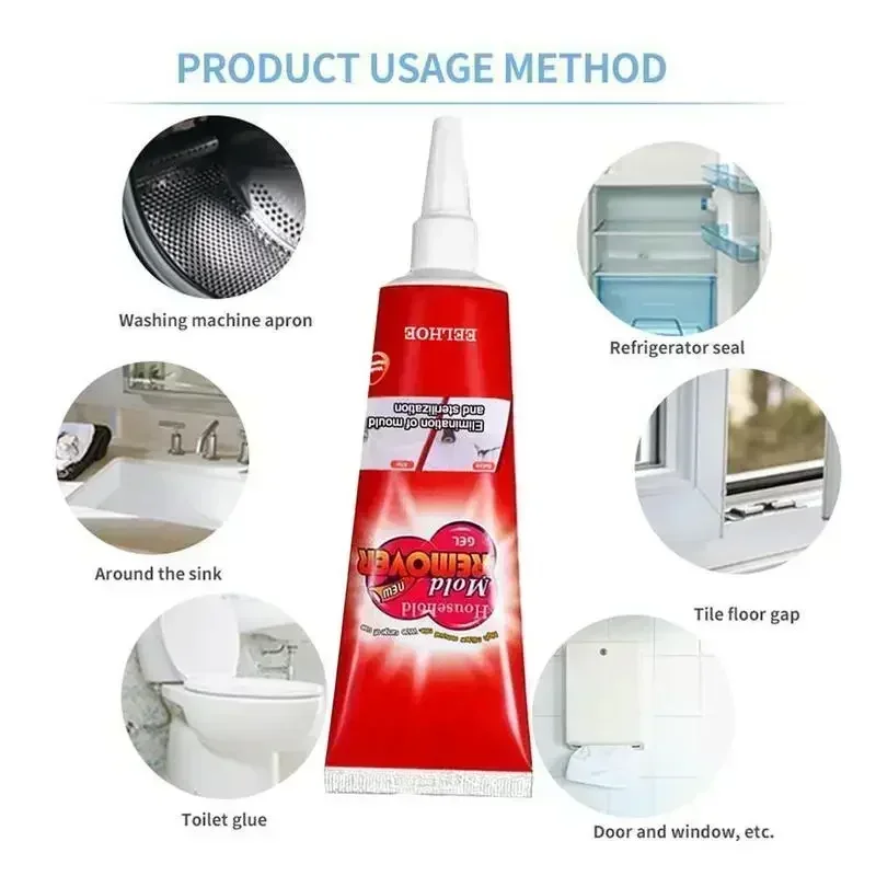 20g Wall Mold Mildew Remover Cleaner Caulk Gel Pool Tile Gap Spot Mold Remover Washing Machine Bathroom Mildew Gel