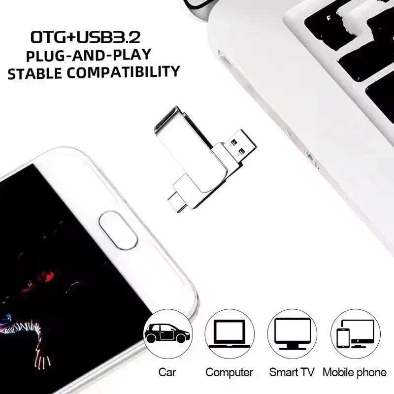 Ultra High-Speed 16TB USB 3.2 Dual-Interface Waterproof Flash Drive