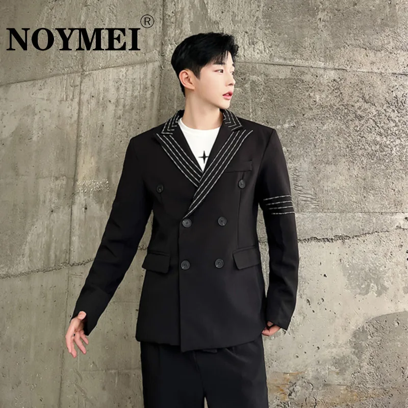 

NOYMEI Dark Individualized Coat Contrasting Embroidery Design Niche Men's Suit Jacket Temperament Korean Male Blazer WA2936