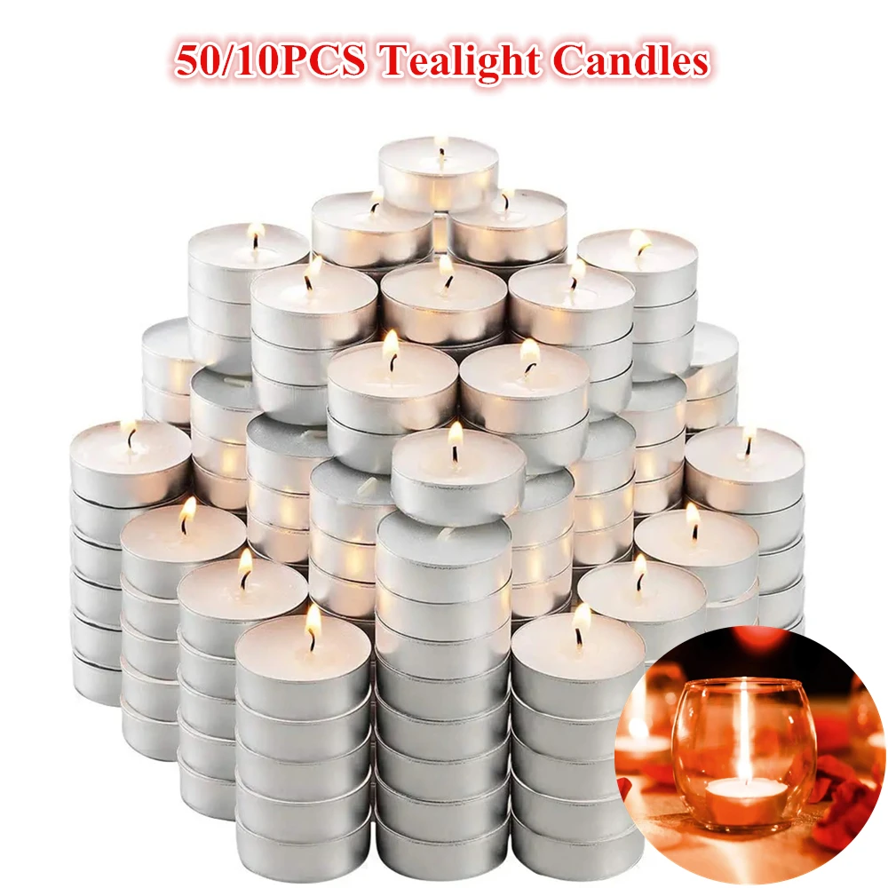 50/10PCS Small Votive Mini Tealight Candles Unscented Tea Lights Candles in  Bulk Smokeless Dripless Long Lasting Tea Candles