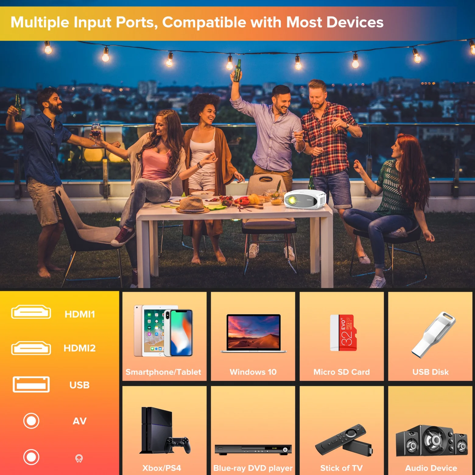Native1080p 4K Projector 30000LM Portable 5G Fast Wifi BT5 Home Cinema Beamer Wired Wireless Connect Projector with TV Sticks