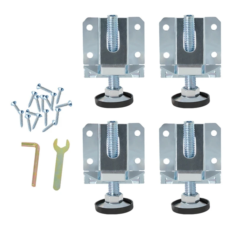 

4xStainless Steel Wardrobe Leveling Feet for Uneven Ground, Unbalanced Furniture Dropship