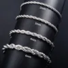 Men Stainless Steel Rope Chain Bracelet for Women Hand Bangle Gold/Silver Color Foot Ankle Anklet Jewelry Accessories DIY Gift