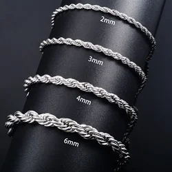 Stainless Steel Rope Chain Bracelet & Anklet in Gold/Silver (3mm Wide)