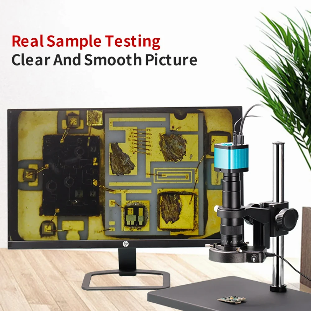 48MP 4K HDMI USB Electronic Digital Video Microscope Camera 180X Zoom C Mount Lens With LED Light For Lab PCB Phone Repair Tools 3