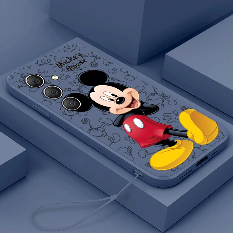 Cool Mickey Minnie Disney For Samsung  A34 A14 A52S A54 A23 A13 A73 A03Core A22 4G 5G Liquid Rope Phone Case