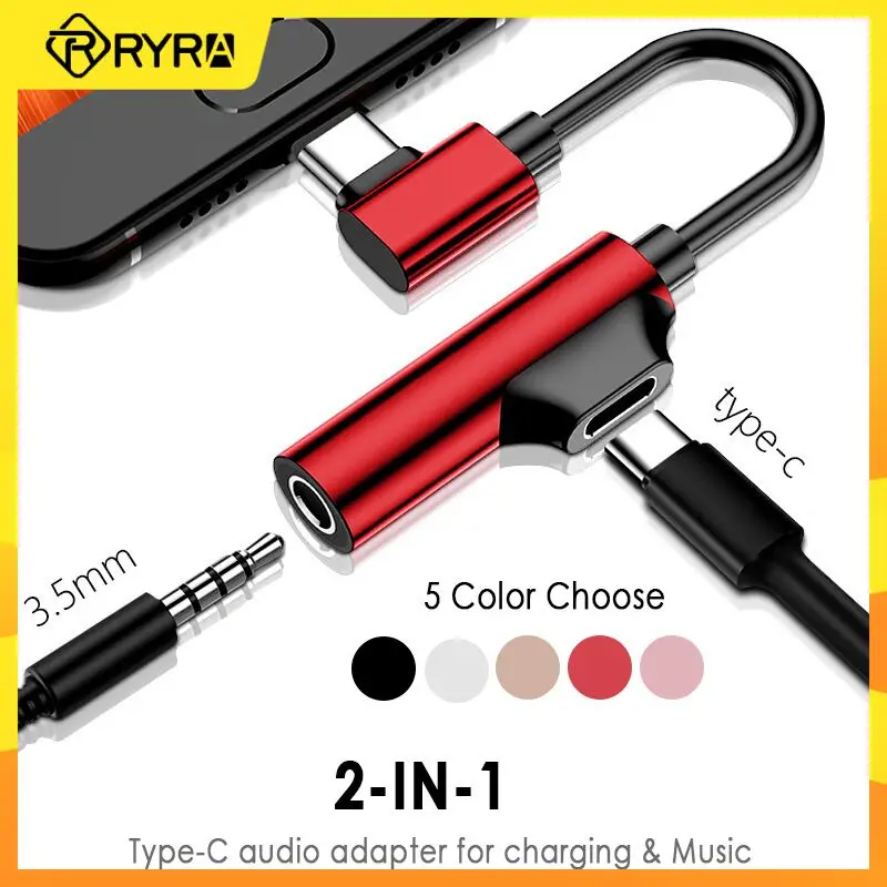RYRA 2-in-1 Type C To 3.5mm Headphone Jack Adapter Audio Cable Charger Adapter For IPad Huawei Converter Phone Accessories