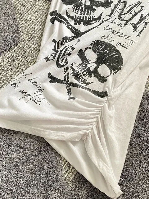 Spice Girl Vintage Slim-fit Short Sleeve Tshirts Summer Americanskull Print Gothic Tee Y2k Aesthetic Punk Casual Grunge Top 3