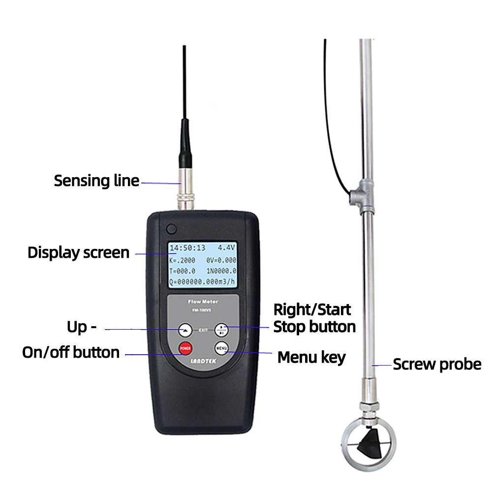 Portable flow meter FM-100V5 nullah river reservoir hydrological 0.01-5.00m /s