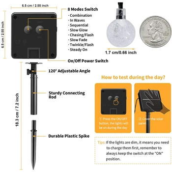 Solar String Lights Outdoor LED Solar Bubble Ball Light 8 Modes Waterproof Lamp For Garden Party Decor Holiday Lighting 6