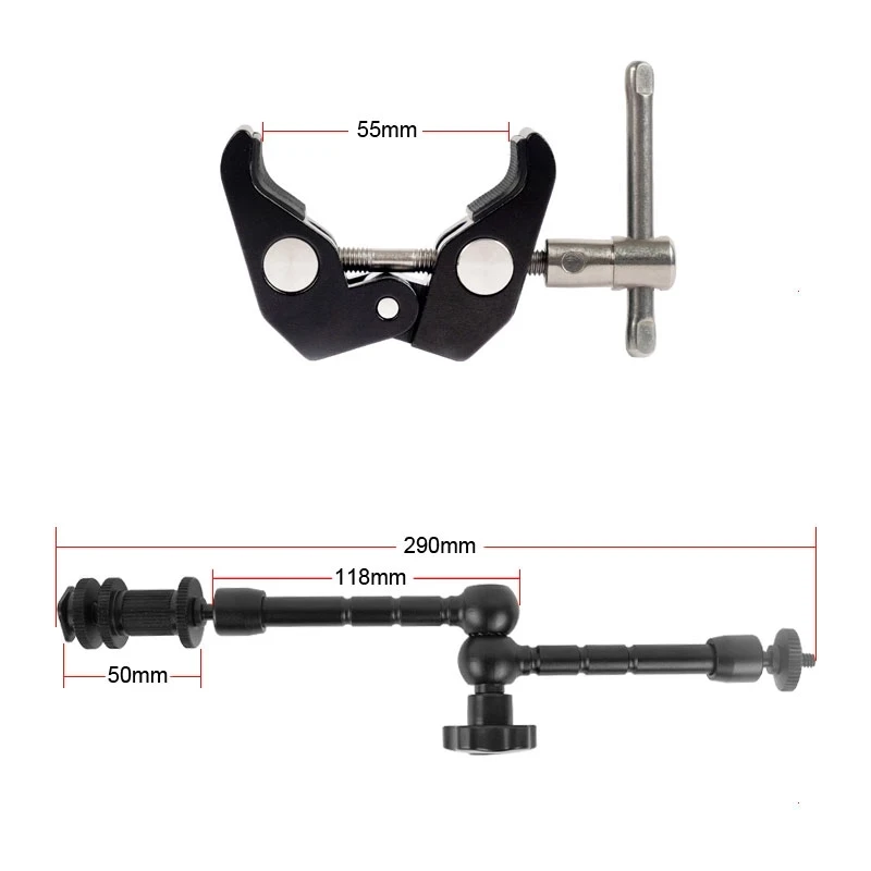 Adjustable 11-Inch Articulating Magic Arm with Super Clamp