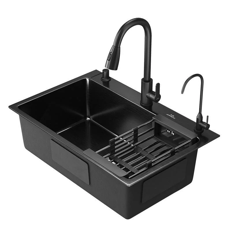 Nano Stainless Steel Kitchen Sink Matte Square Kitchen Accessories High-Quality Large Single Bowl Wash Basin Faucets