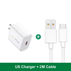 High - Speed 65W USB Type - C Charger with SuperVOOC Technology - Universal Fast Charging Adapter - US Charger 2M Cable