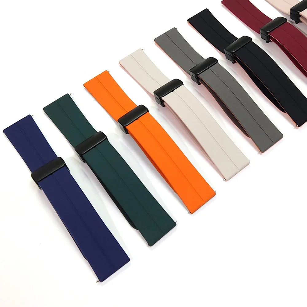 22mm 20mm Magnetic Buckle Soft Silicone Strap For HUAWEI WATCH 4 Pro GT 2 3 SE 46MM 42MM / Runner / Ultimate Wrist Band Bracelet