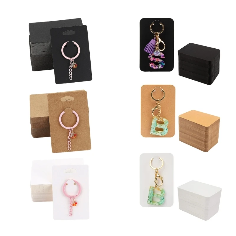

50Pieces Keychain Packaging Selling Card Keychain Display Cards Brown Paper