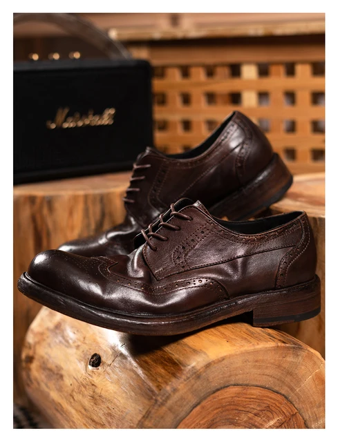 Scarpe Derby Uomo In Pelle Con Lacci - Stile Brogue, Eleganti E Comode, Per Ufficio E Casual