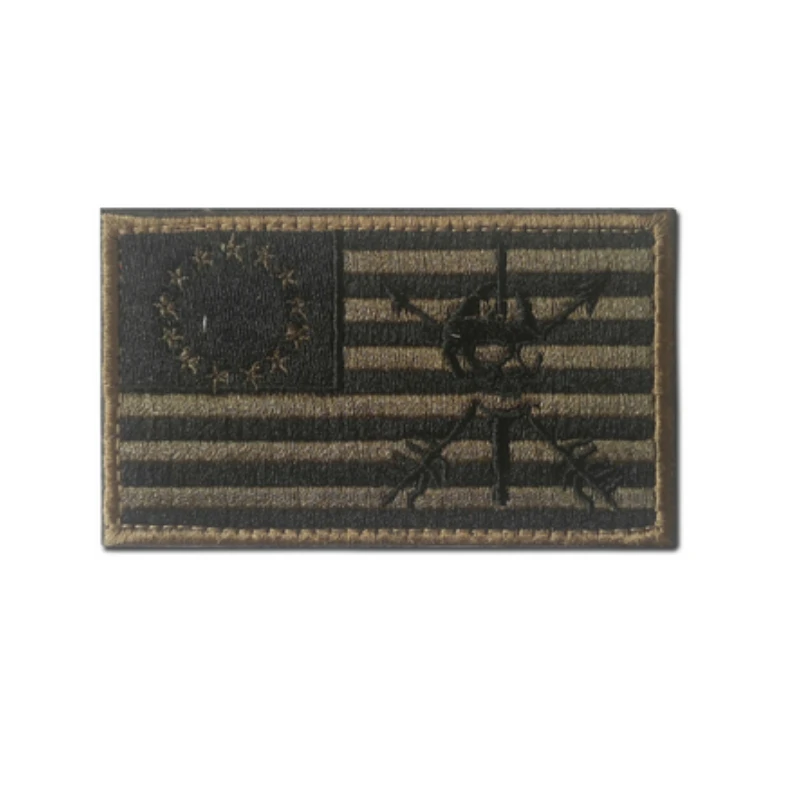 USA AMERIKA FLAGGE Chevrons PATCH IR Reflektierender Totenkopf Piratenstreifen Hakenschlaufe Abzeichen Applikation – Detail 13