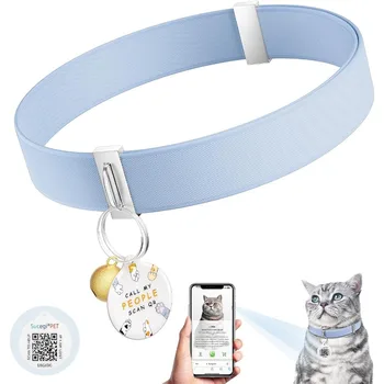 Cat Collar with Bell, Stretch Elastic Quick Release, Modifiable Pet Online Profile Page, Multiple Emergency Contact 1