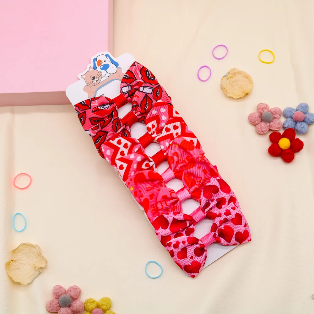 Valentines Day Dog Accessories Valentines Day Dog Bow Ties 8pcs/set