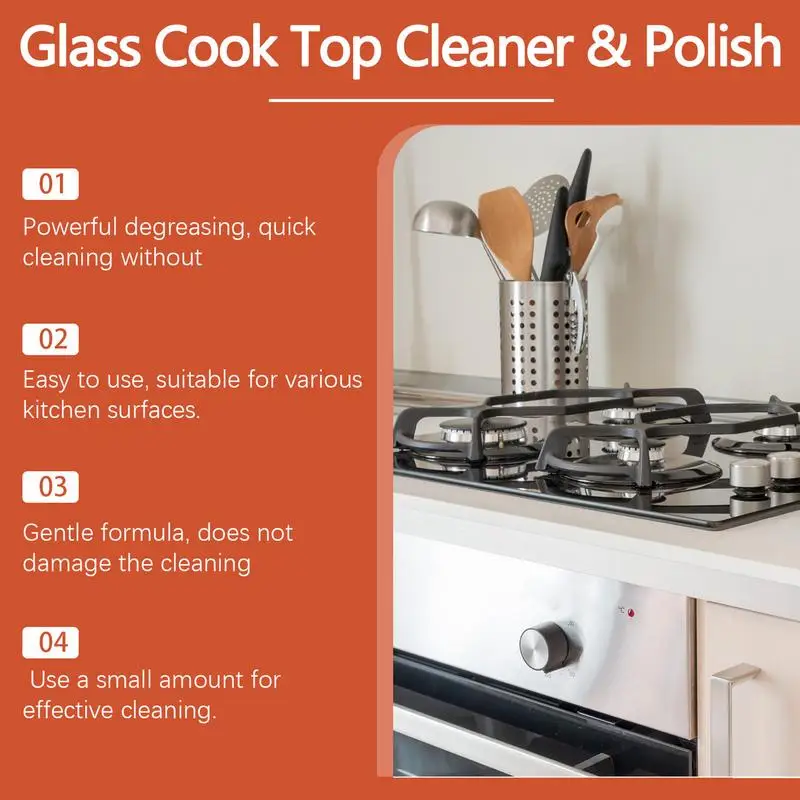 Cleaner Kit For Kitchen Non-Scratch Cleaning Kit Glass Cooktop Cleaner Non-Abrasive Ceramic Kitchen Degreaser Stove Polish For