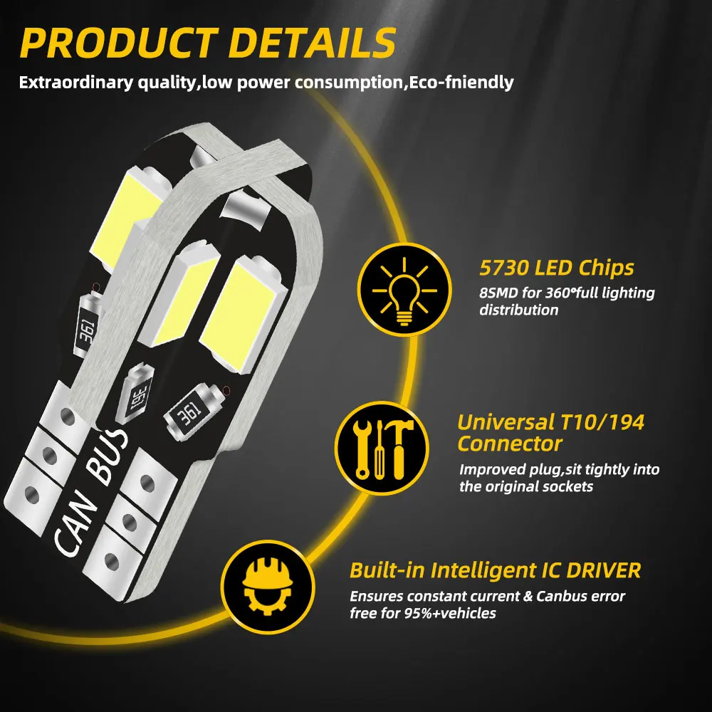 Canbus ڵ ׸  168 194 LED , ڵ ȣ , T10, W5W, 10 