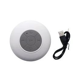 Portable Waterproof Bluetooth Shower Speaker with Suction Cup and Built - in Mic (White)