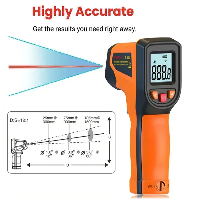T400 T600 Digital Infrared Thermometer -50~600℃ Laser termometro Pyrometer Gun Non-Contact Laser Temperature Meter  gauge Tools