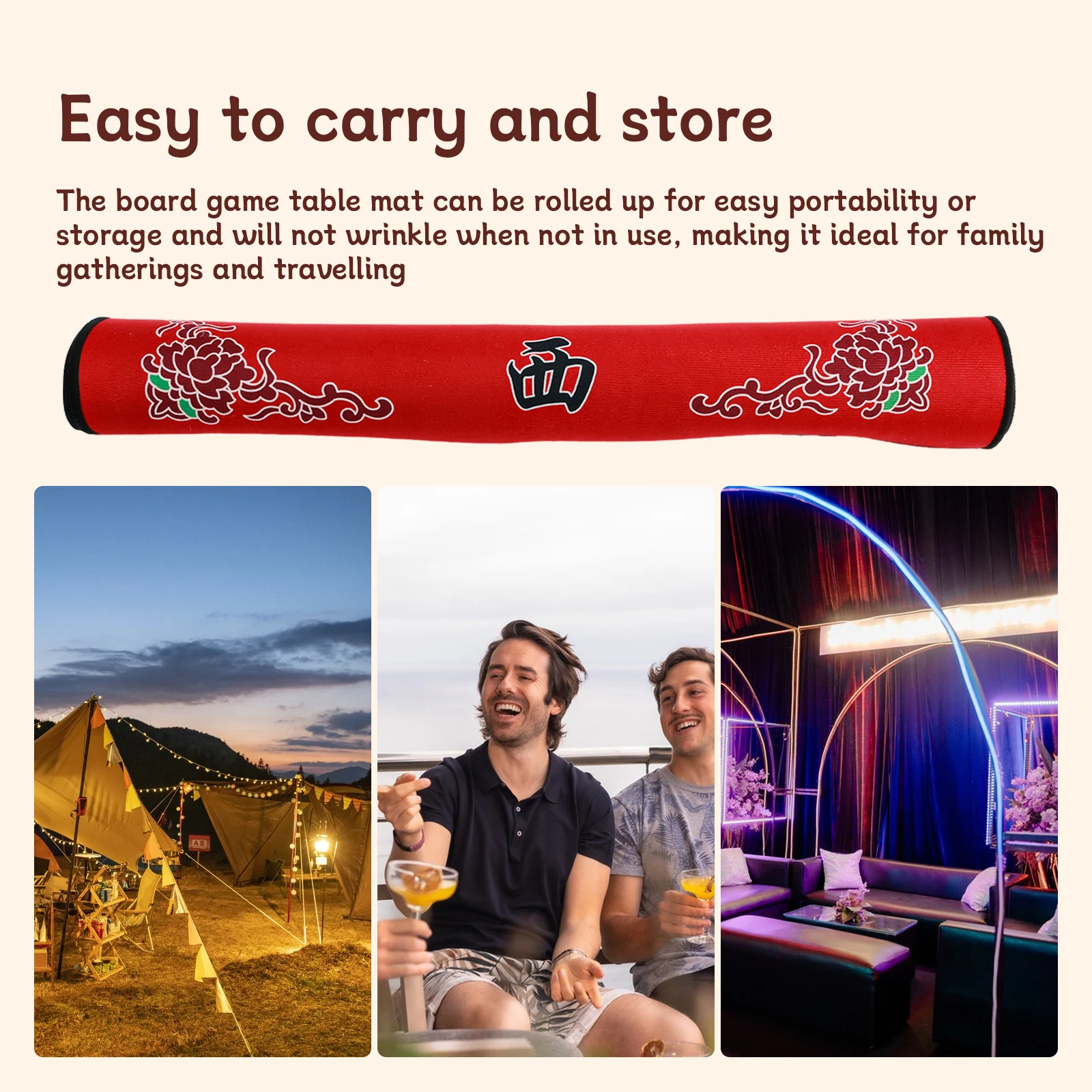 80x80cm Large Mahjong Mat Anti-Noise Toard Game Table Mat Polyester Slid-Proof Mahjong Accessory Tablecloth for Home Game Party 6