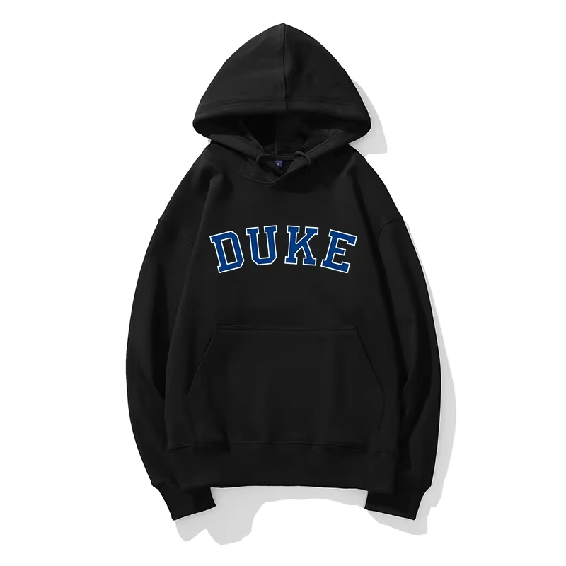 Long Sleeve Simple Solid Hooded Duke Print Hoodie autumn winter fleece Pullover Men Women Street Fashion Personality Sweatshirt 4