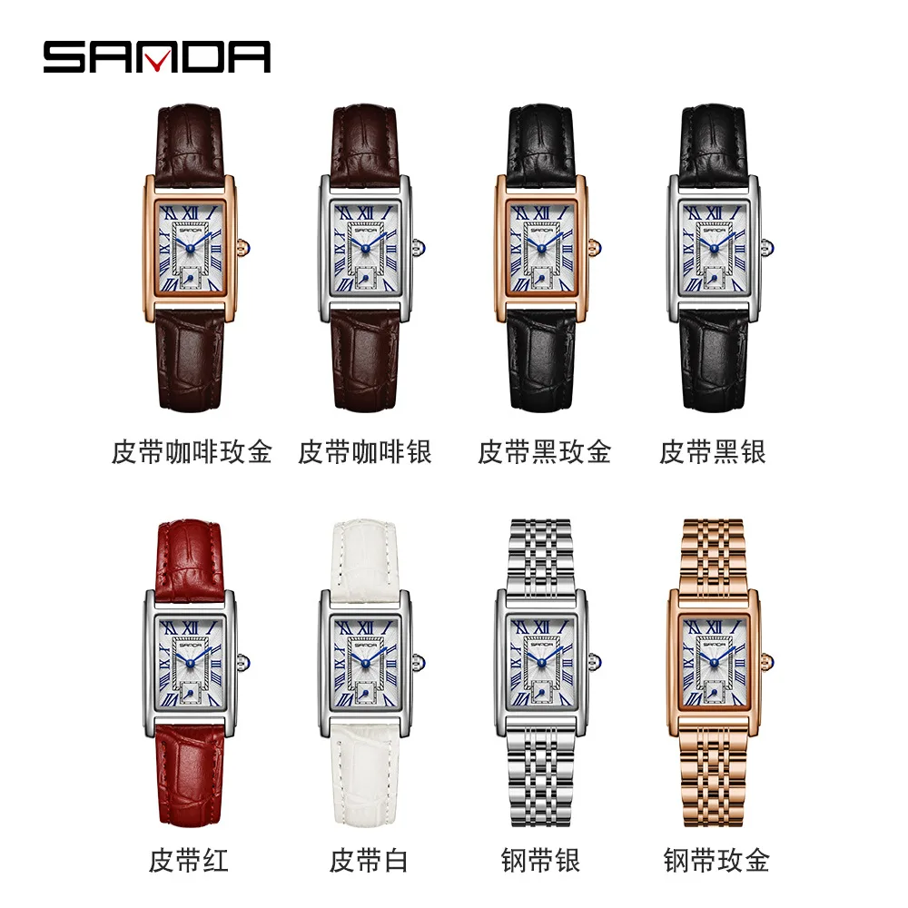 SANDA 1116 Hot Sale Women's Wristwatch Alloy Fashion Elegant Compact Quartz Ladies Rose Gold Wrist Watch Waterproof 3ATM Steel 5