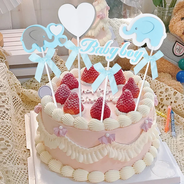 Décoration de gâteau d'anniversaire, 1 ensemble, rose et bleu, ours en  forme de Train, poupée, ornement, garçon et fille, pour premier anniversaire,  fournitures pour réception-cadeau pour bébé - AliExpress