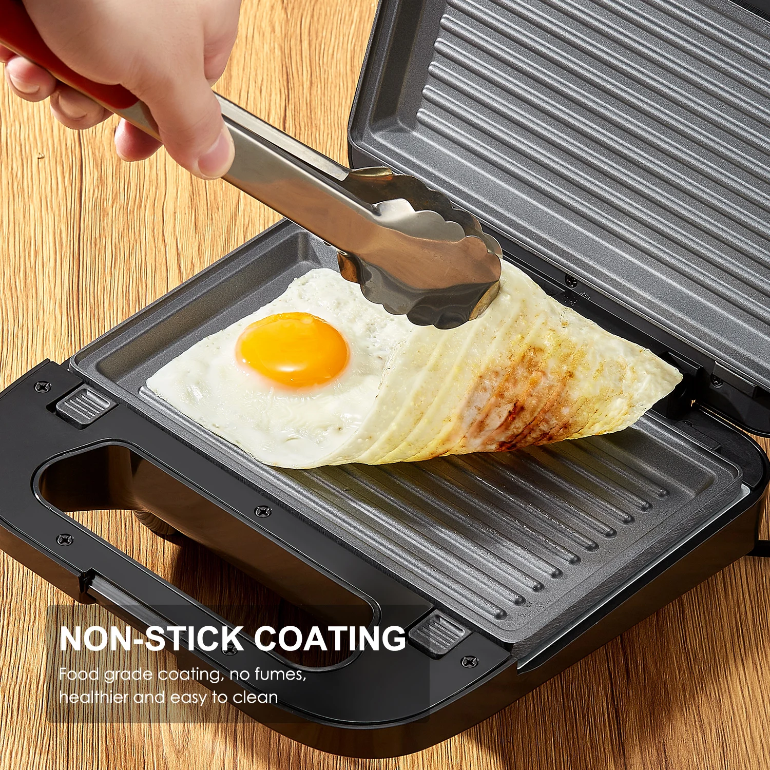 3-in-1 Waffle, Grill & Sandwich Maker, Panini Press Grill and Waffle Iron Set with Removable Non-Stick Plates 3