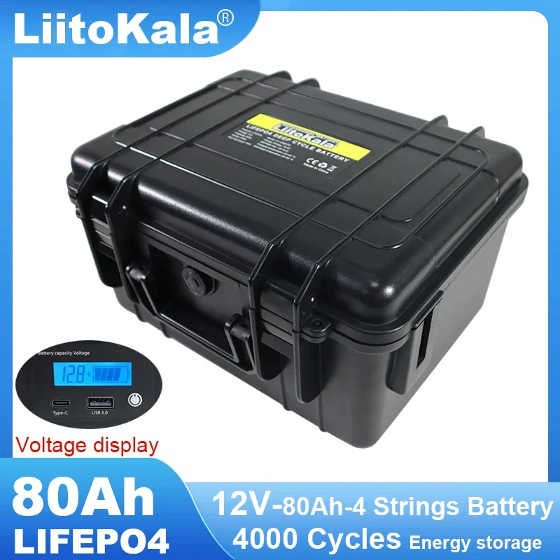 LiitoKala 12v 80AH LiFePO4 Battery 12.8v 4s Lithium Iron Phosphate Camp Inverter Car lighter Batteries 14.6V Charger Duty-free