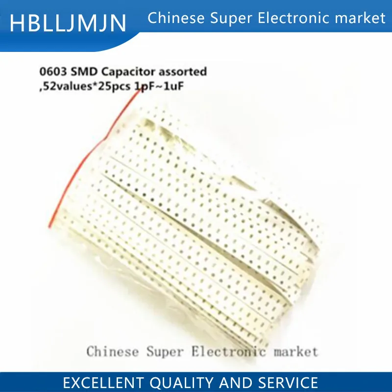 1250PCS 0805 0603 0402 SMD Ceramic Capacitor Assorted Kit 1pF~10uF 50values*25pcs=1250pcs ceramic capacitor smd capacitor
