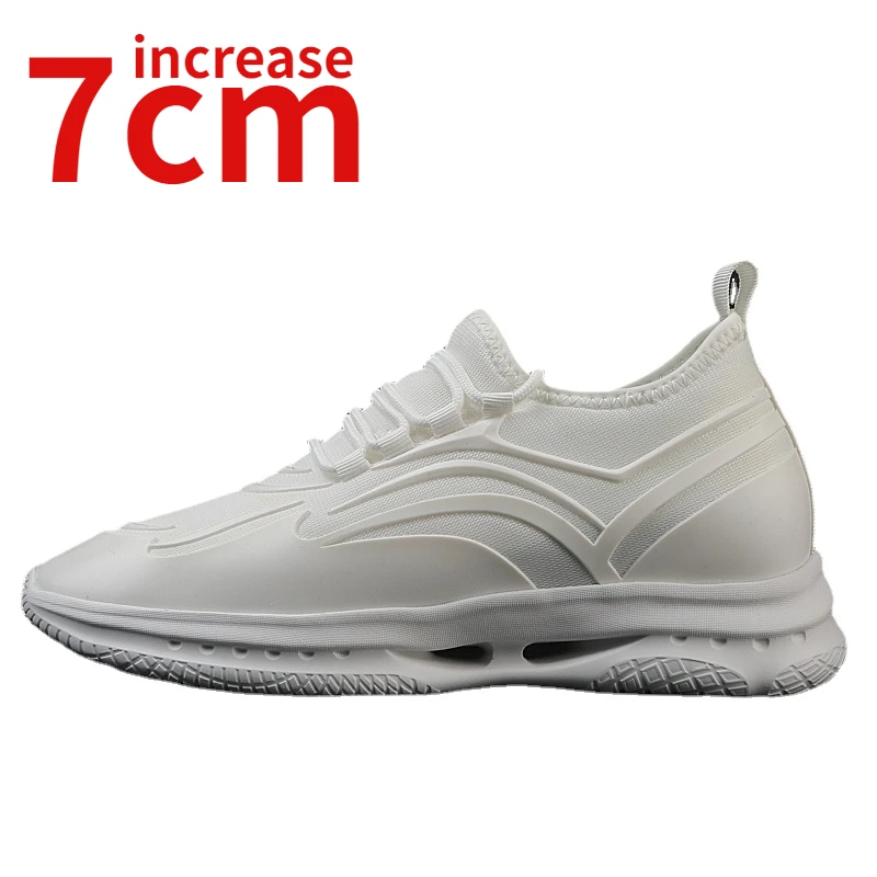 

Summer New Height Increased 7cm Heightened Shoes Men Sports Casual Shoes Breathable Hollow Mesh Design Elevator Shoes Trendy Men