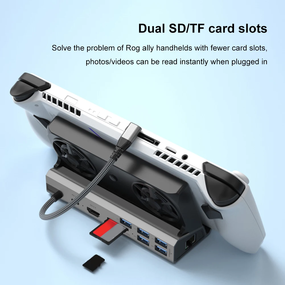 USB C Docking Station Gigabit Ethernet 1000Mbps Dock Console Hub HDMI-Compatible Dock Stand Type C USB 3.0 2.0 for ROG Ally Game