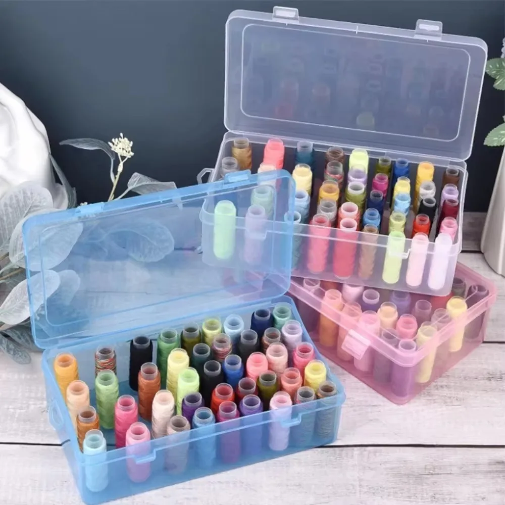 Sewing Thread Storage Box Spool Suitcase Container Thread Clip Storage Device Household Transparent Sewing StorageBox