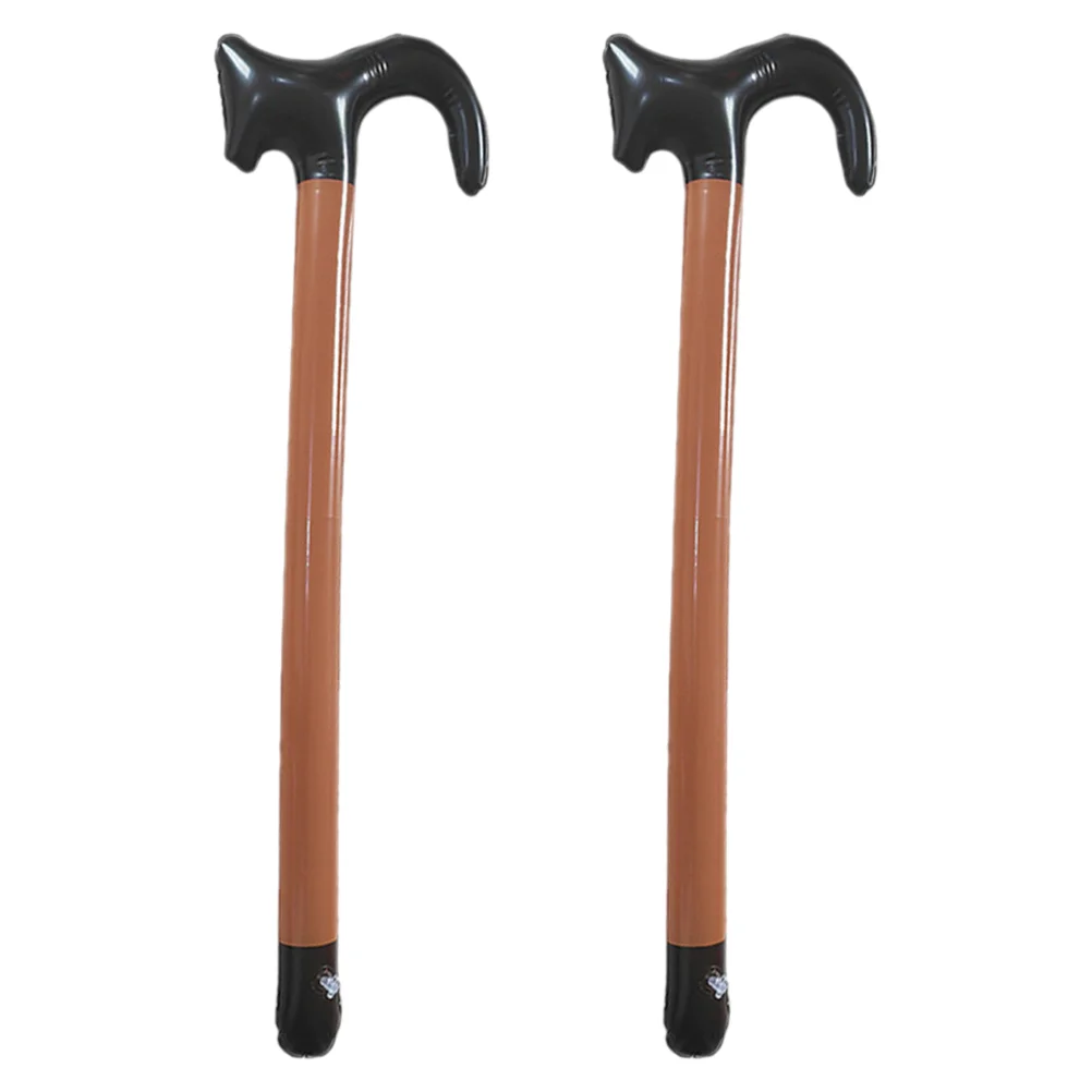 

2pcs Inflatable Crutch Plaything Inflatable PVC Balloon Toy Performance Walking Stick Inflate Toy