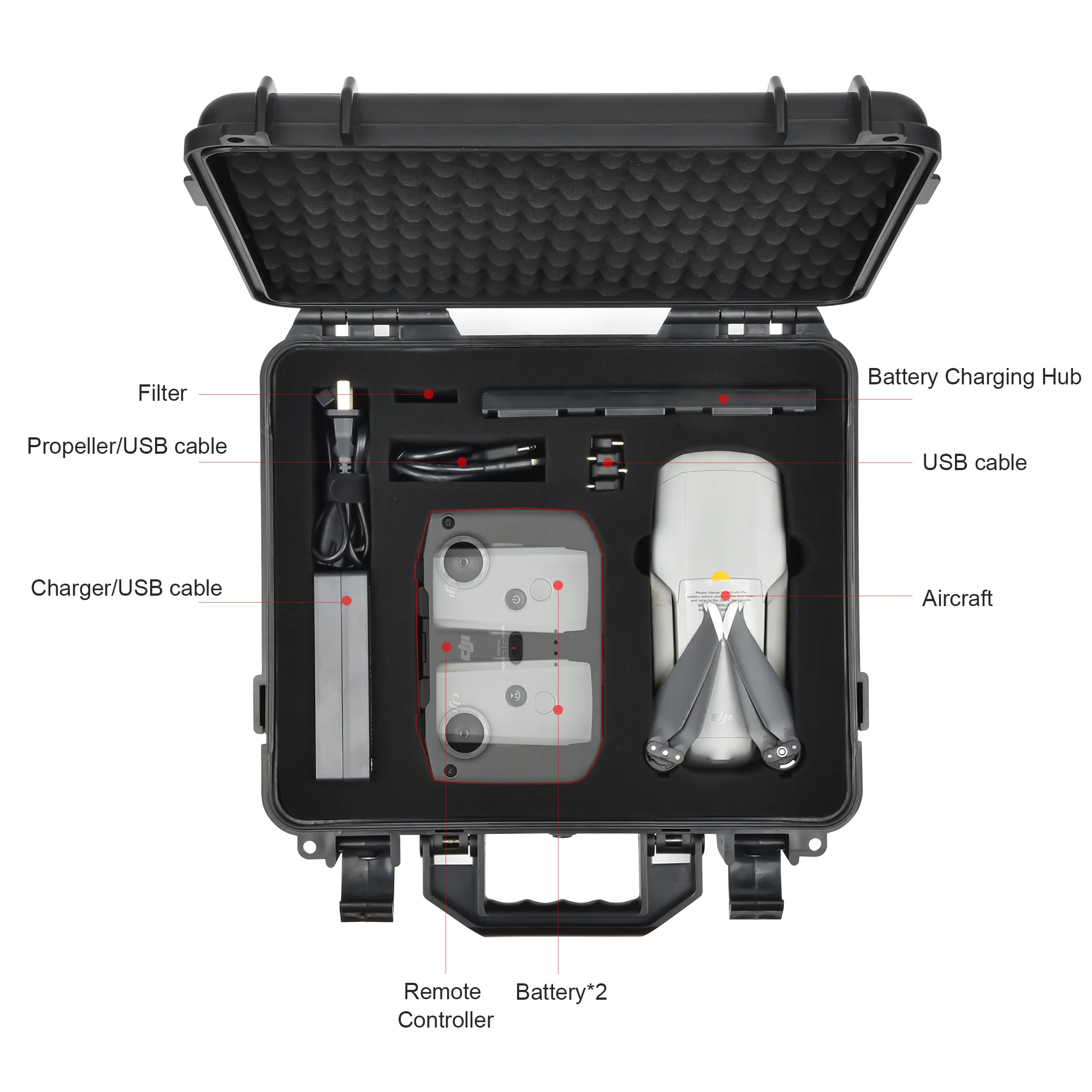 Portable Carrying Case ABS Waterproof Explosion-proof Box Hard Suitcase for DJI Mini 2/Mavic Air 2/Air 2S Drone Accessories Box