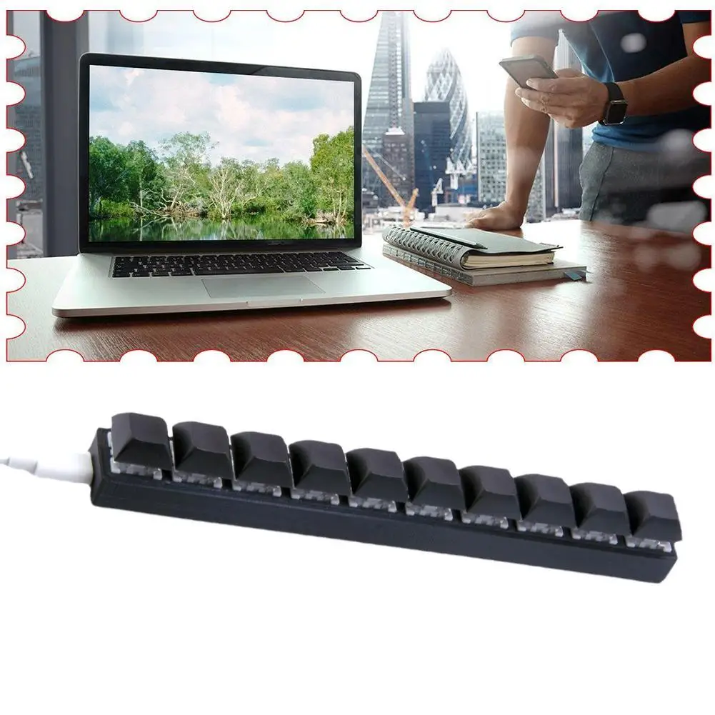 맞춤형 미니 USB 유선 키보드, DIY 단축키 키보드, 블랙 USB 프로그래밍 가능 매크로 기계식 키보드, PC E0Z6 용, 10 키