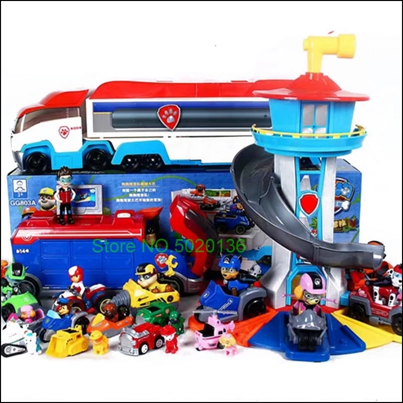 Pawed Dog Toys Rescue Base Command Center Puppy Patrolling Set Patrulla Canina Anime Action Figures Model Toy For Kid Boy Gifts |